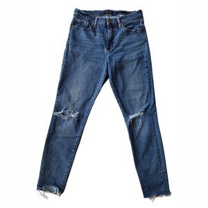 Banana Republic Mid Rise Mr. Skinny Raw Hem Ripped Knee Jeans Big Sur Wash 29